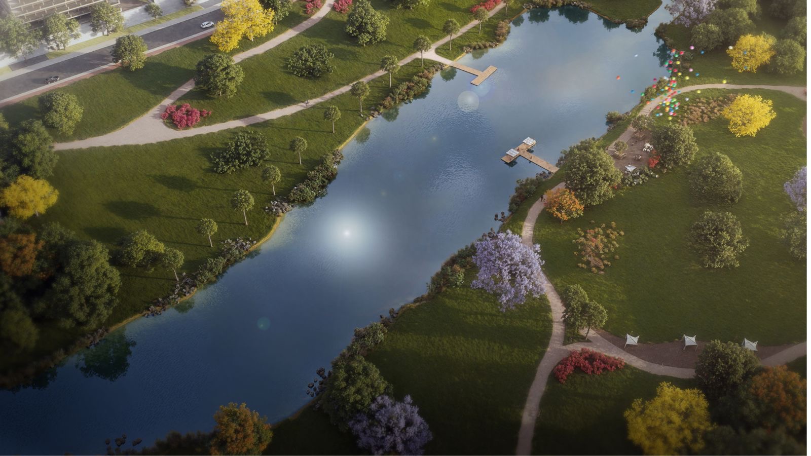 Vista aérea sistema verde